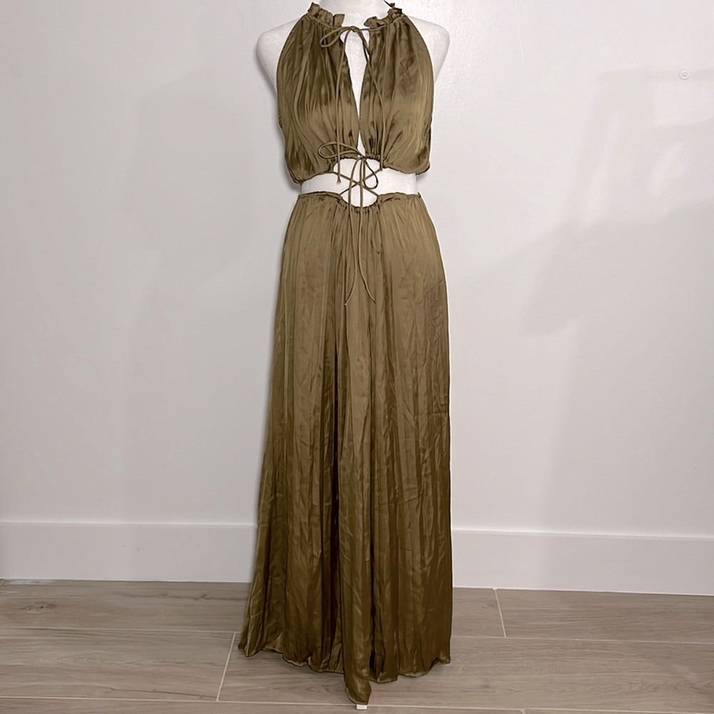 ZARA Satin Tie Up Dress